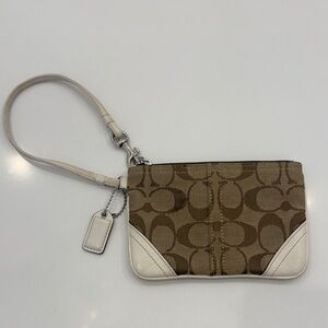 COACH Brown and Cream Wristlet